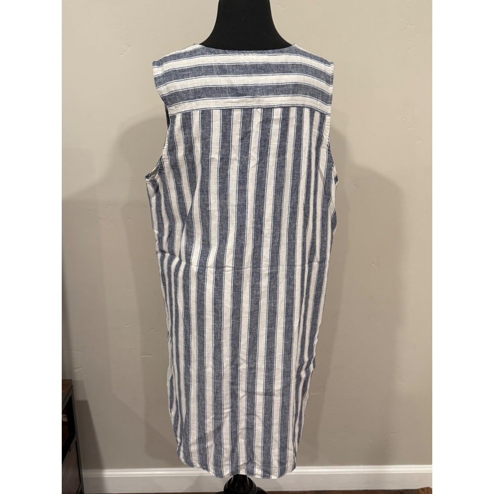 NWT Beach Lunch Lounge Linen/Cotton Sleeveless Tunic Dress Blue White Stripes XL - Picture 4 of 15